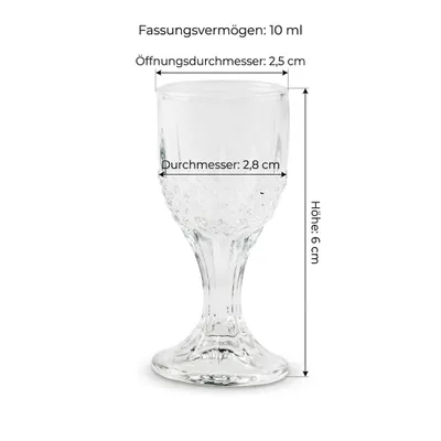 Produktbild von Mini Schnapsgläser 10 ml 6er Set – Wodkagläser Likörgläser mit Fuß aus Glas, KI-generiertes Bild