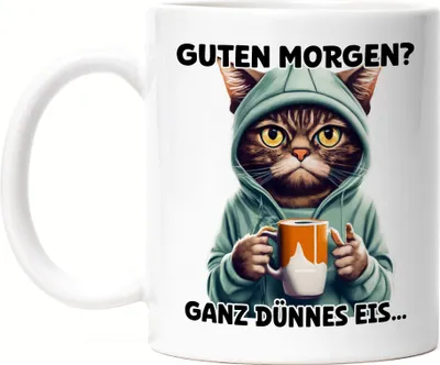 Produktbild von Guten morgen? Ganz dünnes Eis Tasse Langschläfer Morgenmuffel Witzig Kaffee