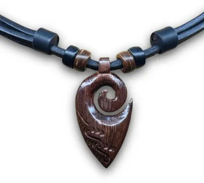 Produktbild von HANA LIMA | Freundschaftskette Palisander Koru Maori Kette Leder Halskette Herren Damen