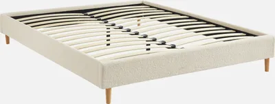 Produktbild von sweeek - Bett mit Lattenrost, Bouclé-Bezug, weiß - Weiß