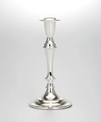 Produktbild von Leuchter versilbert und anlaufgeschützt Glatt poliert (H 21,5 x D 10,5 cm), hochwertiger Qualitäts Kerzenleuchter
