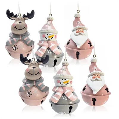 Produktbild von com-four® 9 x 6-teiliges Hängedeko Set aus Polyresin 5 cm, Weihnachtsmannfi