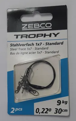Produktbild von Zebco Trophy Stahlvorfach 2 Stahlvorfächer 1x7 30cm 9kg 2 Stück