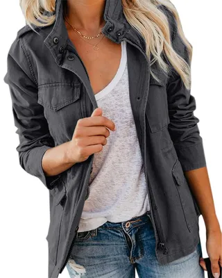 Immagine prodotto di Giacca di transizione Imily Bela da donna, giacca leggera estiva, giacca con colletto alla coreana, modello unisex