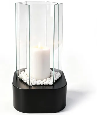 Windlicht aus Glas, schwarz, 16x36,5 cm, für Tisch und Balkon