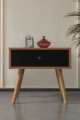 Produktbild von Skye Decor, Nachttisch (3 Stück), Walnuss & Schwarz, 55 x 49 x 55 | 100% Melaminbeschichtete Spanplatte