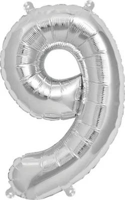 Produktbild von Folienballon "Zahl", Silber, ca. 36 cm Ziffer "9"