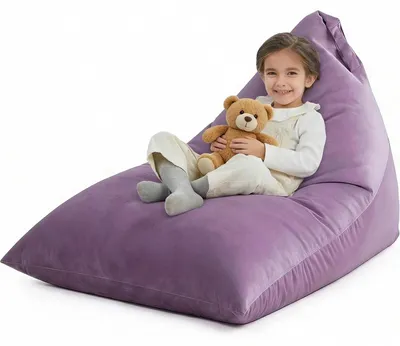 Produktbild von Elzusha – Riesiger Sitzsack – Dreieckiger Sitzsack – Waschbarer Sitzsack – Ultraweiche Samtbezug – Geeignet für Erwachsene/Jugendliche/Kinder – Bequemer Füllstoff aus Bohnen