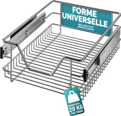 Image de CASARIA® Tiroir télescopique de rangement 40 cm pour armoire cuisine tiroir de cuisine métal tiroir coulissant