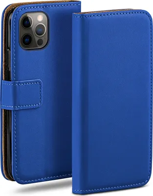 Produktbild von moex® Book Case kompatibel mit Apple iPhone 12 Pro Max - Hülle 360 Grad klappbar, Blau
