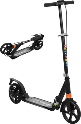 Produktbild von Fortuna Lai Roller Kinder Scooter mit verstellbaren Griffen klappbarer Kinderroller für Kinder 6-12 Jahre 94 x 36 x 88-103cm Schwarz