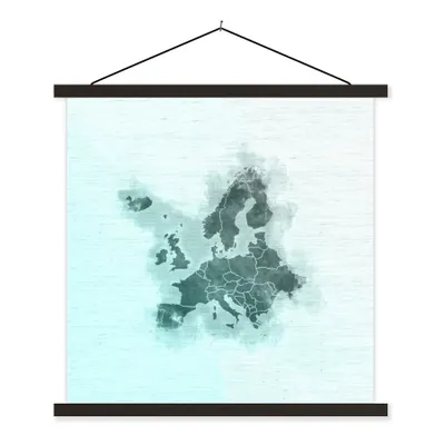 Obrázok produktu pre MuchoWow® Textilný plagát - Mapy - Európa - modrá - akvarel - 120x120cm - S čiernymi lamelami
