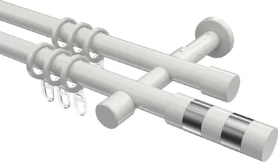 Produktbild von Interdeco Gardinenstange / Vorhangstange Weiß, Typ Prestige Mavell (Zylinder Bicolor), 20 mm Ø 2-läufig, 160 cm