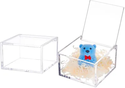 2 Acrylboxen mit Deckel 10 x 10 x 6 cm transparent für Schmuck und Bürobedarf