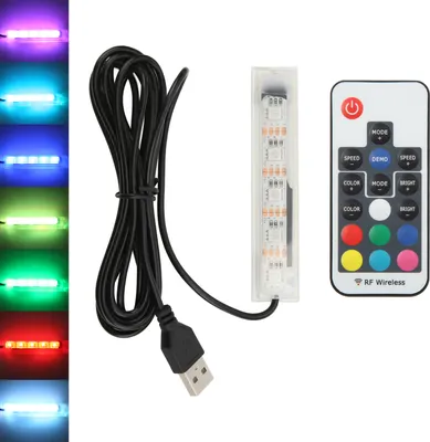 Obrázok produktu pre Mikro akváriové svetlo USB napájané diaľkovým ovládaním Farebná LED lampa pre krajinu (čierny drôt )