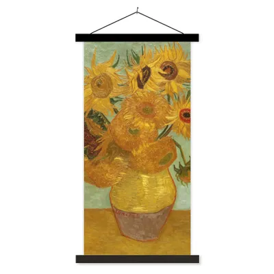 Produktbild von MuchoWow® Textilposter Sonnenblumen - Vincent van Gogh 40x80 cm mit schwarzem Rahmen - Wandemalerei