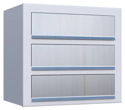 Produktbild von Wandbriefkasten Cube for Three in Weiß mit Edelstahlklappe