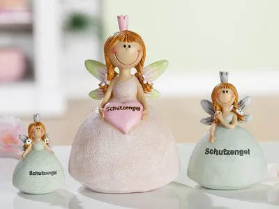Produktbild von GILDE Figur, Engel, Schriftzug, Kunstharz, grün, rosa, 2 Stück L. 8 cm, B. 10 cm, H. 15 cm 36950 /Abverkauf nur solange Vorrat reicht