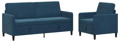 Produktbild von vidaXL Sofa Set mit Stauraum 2 stk. Blau Polyester