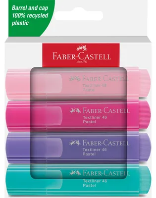 Produktbild von Faber-Castell Textliner 46 Pastell, 4 Stück(e), Hellrosa, Pink, Violett, Türkis, Recycelbarer Kunststoff, 1 mm, 5 mm, Tinte auf Wasserbasis