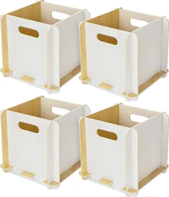 Zusammensteckbare Holzbox 25 cm weiß Aufbewahrungsbox für Bücherregale mit einer Tiefe von 25 cm 4 Stück