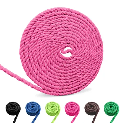 Image de Cordon en coton - Fil pour macramé, idéal pour les travaux manuels et les projets DIY - Couleur magenta, 8 mm, 5 mètres