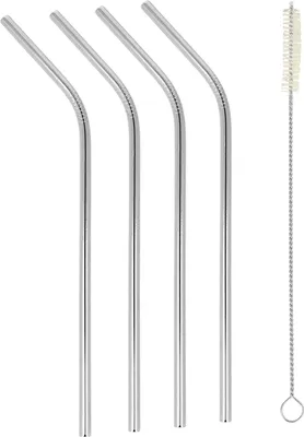 Obrázek produktu pro Metaltex 253181000 INOX brčka na pití - ohnutá - 4 ks s čisticím kartáčkem / brčka