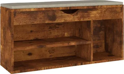 Obrázek produktu pro vidaXL Lavice na boty s polštářem kouřový dub 104x30x49 cm výrobek z odvozeného dřeva