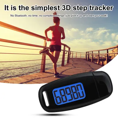 Produktbild von USB-wiederaufladbarer einfacher 3D-Schrittzähler, 360-Grad-Schrittzähler mit Clip-Lanyard-Hintergrundbeleuchtung