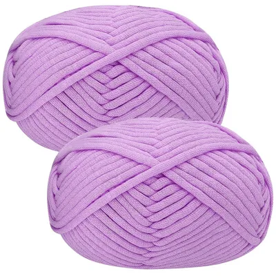 Image de Fil à tricoter en mélange coton-nylon, 2 pelotes de 50g, couleur violet, idéal pour les débutants