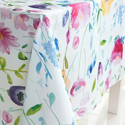 Produktbild von Unyqoos® Abwaschbare, wasserdichte Tischdecke aus robustem Oxford-Stoff – rechteckig 140 x 260 cm, pflegeleicht, , Blumenmuster für Garten & Esszimmer