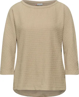 Produktbild von Street One Langarmshirt 'Glitzerndes Strukturshirt', A323842, sanded beige, Gr. 38
