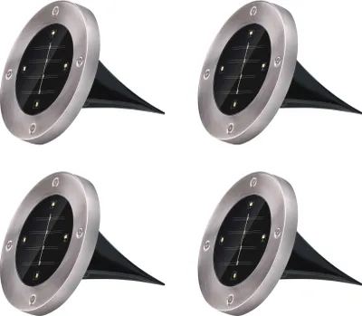Immagine prodotto di Grundig lampade solari per esterni Set di 4 luci da terra - Lampada da esterno a LED - Luci da esterno a energia solare - Acciaio inossidabile - Bianco freddo