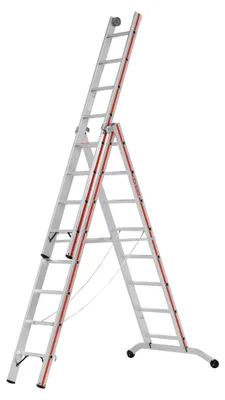 Produktbild von Hymer Stufenmehrzweckleiter mit Wandlaufrollen 3x8 Sprossen/Stufen
