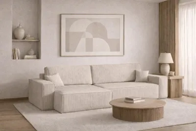Produktbild von Kaiser Möbel Ecksofa mit schlaffunktion und bettkasten BEST XL, stoff Poso Dicker Cord, Beige, Links