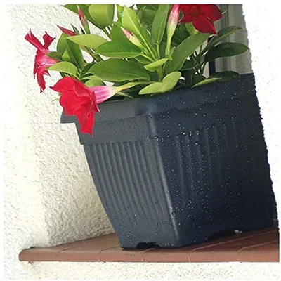 Quadratische Blumenkästen mit Untersetzer - Terrakotta Struktur 24 cm