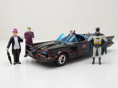 Zdjęcie produktu dla Jada Toys Batman 1966 HWR Deluxe Batmobile 1:24, Samochód, Batman, 8 lat(a), Metal, Czarny