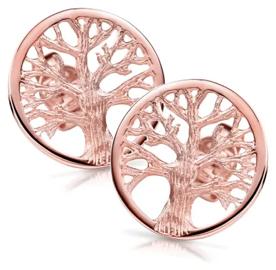 Produktbild von MATERIA Lebensbaum Ohrstecker rund 9mm - 925 Silber Ohrringe Rosegold vergoldet keltisch für Damen Mädchen SO-387-9mm