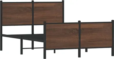 Obrázek produktu pro vidaXL Kovová postel bez matrace Hnědý dubový vzhled 120x190 cm