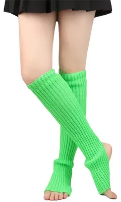 Produktbild von Gestrickte Beinwärmer für Damen - Kniewärmer - Acryl - Gestreift - Warm - XS - Hellgrün