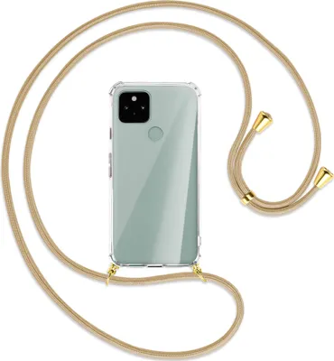 Produktbild von Handykette Backcover-Schutzhülle mit Band (Metall goldfarben) für Google Pixel 5 - caramel