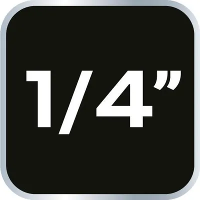 A black square with rounded corners containing the text "1/4" in white.