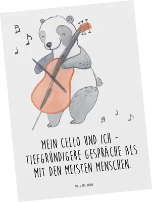 Produktbild von Mr. & Mrs. Panda Grußkarte Violoncello Gespräche - Weiß - Geschenk, Ansichtskarten, Postkarte, Fotokarte, Postkarten, Musiker, Instrument, Cellist, Geschenkidee, Freund