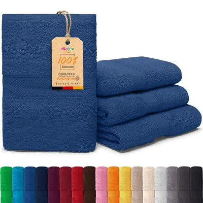 Produktbild von EllaTex PARIS 4er Set Handtücher 50x100 cm – 100% Baumwolle, 500 g/m² Frottier, Vorteilspack, in Farbe: Königsblau