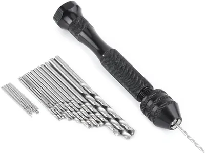 Productafbeelding van Handboormachine Set - Draaigereedschap Set - Hobby Projecten - Verstelbare Boorkop - 0.3-3.6mm - Zwart