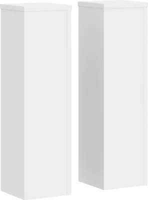 Two white rectangular pedestals are shown side-by-side against a white background.