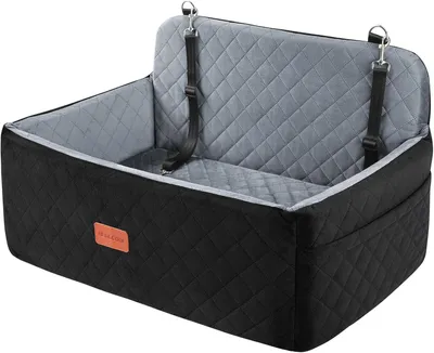 Imagen del producto de Asiento para perros, ideal para perros de tamaño mediano y grande, hasta 25 kg. Es desmontable, lavable y cuenta con cinturones de seguridad