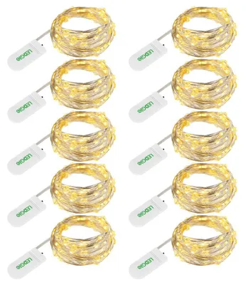 LED-Lichterkette, 10 Stück, warmweiß, 1,2 m, 24 LEDs, batteriebetrieben