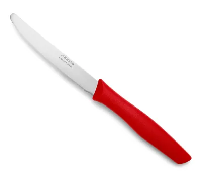 Immagine prodotto di Coltello da tavola Arcos Nova 188822 in acciaio inox Nitrum e mango in polipropilene, rosso, lama da 11 cm con coperchio e scatola da esposizione.