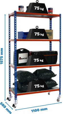 Zdjęcie produktu dla SIMONCLICK MOBILE SUPERPLUS 4/500 1500 AZ/NA/G Regał metalowy